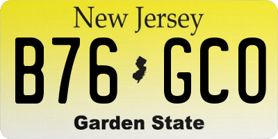 NJ license plate B76GCO