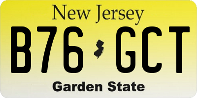 NJ license plate B76GCT