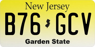 NJ license plate B76GCV