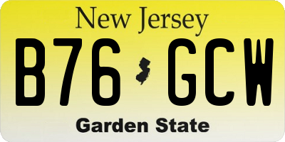 NJ license plate B76GCW