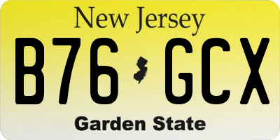 NJ license plate B76GCX