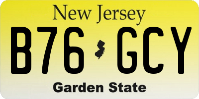 NJ license plate B76GCY