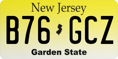 NJ license plate B76GCZ