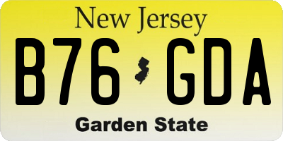 NJ license plate B76GDA
