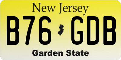 NJ license plate B76GDB