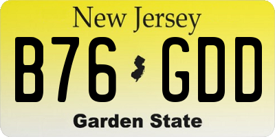 NJ license plate B76GDD