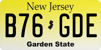 NJ license plate B76GDE