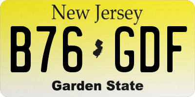NJ license plate B76GDF