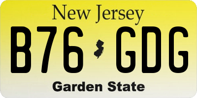 NJ license plate B76GDG