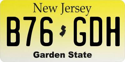 NJ license plate B76GDH