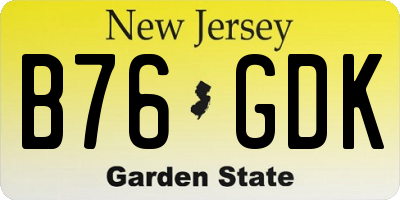 NJ license plate B76GDK