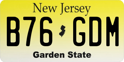 NJ license plate B76GDM