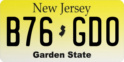 NJ license plate B76GDO
