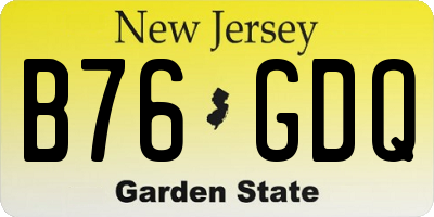NJ license plate B76GDQ