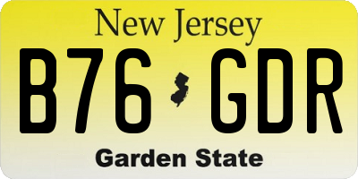 NJ license plate B76GDR