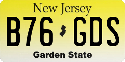 NJ license plate B76GDS