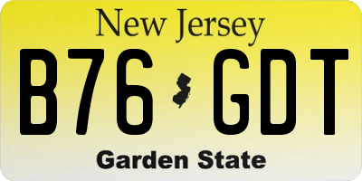 NJ license plate B76GDT