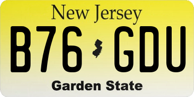 NJ license plate B76GDU