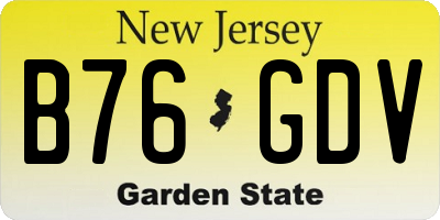 NJ license plate B76GDV