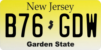 NJ license plate B76GDW