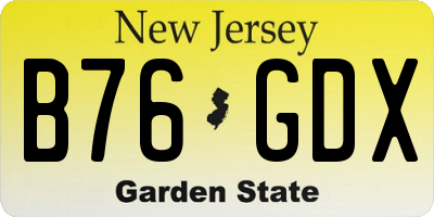 NJ license plate B76GDX