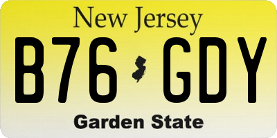 NJ license plate B76GDY