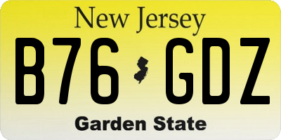 NJ license plate B76GDZ
