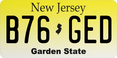 NJ license plate B76GED