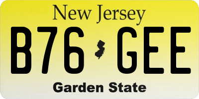 NJ license plate B76GEE
