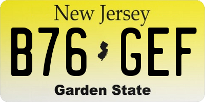 NJ license plate B76GEF