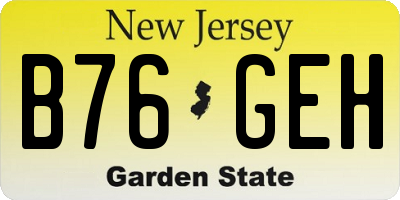 NJ license plate B76GEH