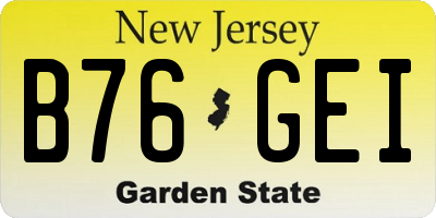 NJ license plate B76GEI