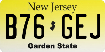NJ license plate B76GEJ