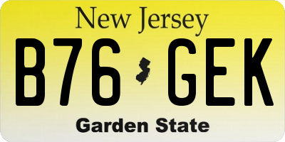 NJ license plate B76GEK