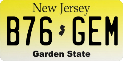 NJ license plate B76GEM
