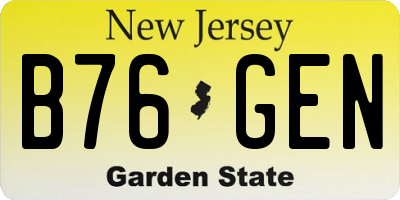 NJ license plate B76GEN