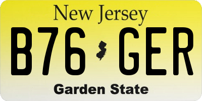 NJ license plate B76GER