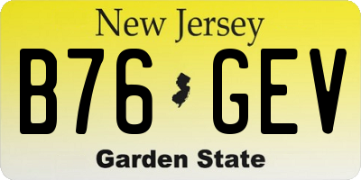 NJ license plate B76GEV