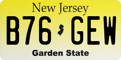 NJ license plate B76GEW
