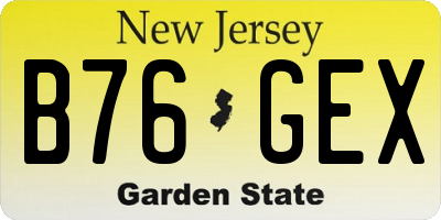 NJ license plate B76GEX