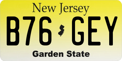 NJ license plate B76GEY