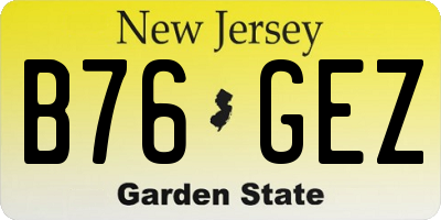 NJ license plate B76GEZ