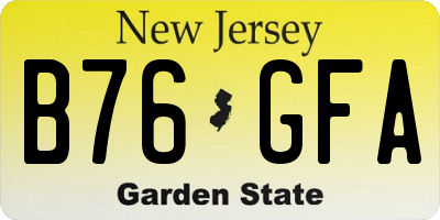 NJ license plate B76GFA