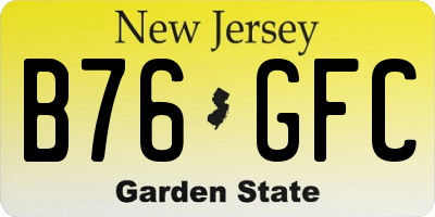 NJ license plate B76GFC