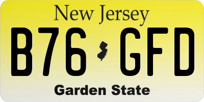 NJ license plate B76GFD