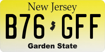 NJ license plate B76GFF