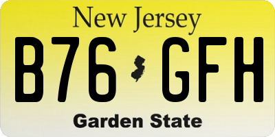 NJ license plate B76GFH