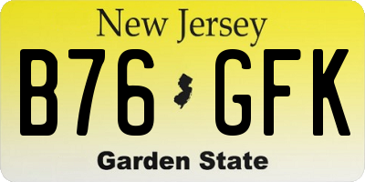 NJ license plate B76GFK