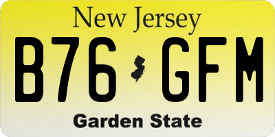 NJ license plate B76GFM
