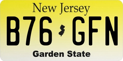 NJ license plate B76GFN